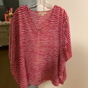 Michael Kors pink & white blouse or beach cover up!